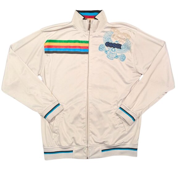 Vintage 90's Coogi Track Jacket  Rainbow Satin Multicolor Embroidered Size L Men - Picture 2 of 6